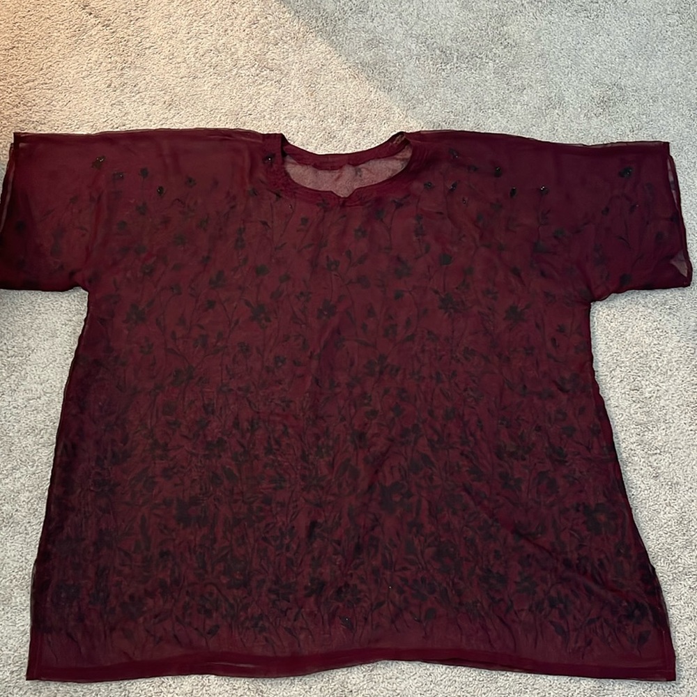 Sheer Chiffon Swim Cover Up Blouse - Picture 4 of 13